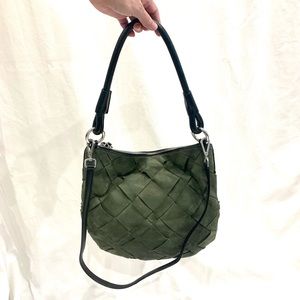 Mango Leather Woven Messenger Bag